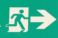 Fluchtweg sign, emergency exit, Germany [IBR112770445]