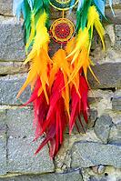 Dream catcher with feathers threads and beads rope hanging. Dreamcatcher handmade [IBR123639498]