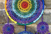 Dream catcher with feathers threads and beads rope hanging. Dreamcatcher handmade [IBR123639502]