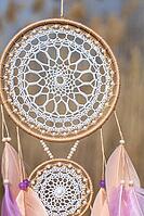 Dream catcher with feathers threads and beads rope hanging. Dreamcatcher handmade [IBR123639530]