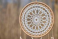 Dream catcher with feathers threads and beads rope hanging. Dreamcatcher handmade [IBR123639532]
