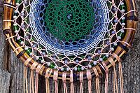 Dream catcher with feathers threads and beads rope hanging. Dreamcatcher handmade [IBR123639542]