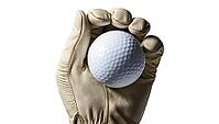 A closeup of a hand grips a white golf ball while wearing a leather glove, showcasing focus and preparation for an upcoming swing. This moment highlights the sport's attention to detail. AI generated [IBR123641897]