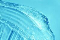 Hand sanitizer gel texture smear smudge swatch with bubble. Blue moisturizing cleanser, hair gel sample. Transparent beauty cosmetic serum product. Skincare makeup cream. Skin care clear liquid splash [IBR123646461]