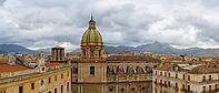 Palermo, Italy - 06.11.2022: Stunning panorama of Church of San Giuseppe dei Padri Teatini, Palermo cityscape with historical architecture and mountains in the background [IBR123646527]