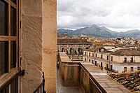 Palermo, Italy - 06.11.2022: Scenic view of historic european cityscape with mountainous backdrop [IBR123646532]