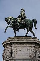 Rome, Italy - 09.12.2022: Historic Equestrian statue of Vittorio Emanuele II in Rome for cultural exploration [IBR123646554]