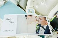 White and blue paspartu wedding photo book and album [IBR123675060]