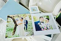 White and blue paspartu wedding photo book and album [IBR123675062]