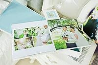 White and blue paspartu wedding photo book and album [IBR123675063]
