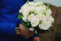 Wedding bouquet on hands of bride [IBR123675094]