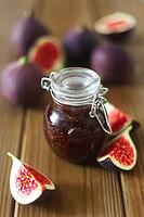 A Jar Of Fig Jam On A Wooden Background [IBR123700034]