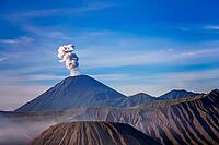 Early morning after sunrise view of the spectacular Gunung Bromo and Sumeru volcanoes in Java, Indonesia [IBR123713313]