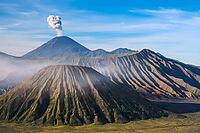 Early morning after sunrise view of the spectacular Gunung Bromo and Sumeru volcanoes in Java, Indonesia [IBR123713315]