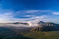 Early morning after sunrise view of the spectacular Gunung Bromo and Sumeru volcanoes in Java, Indonesia [IBR123713316]