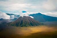 Early morning after sunrise view of the spectacular Gunung Bromo and Sumeru volcanoes in Java, Indonesia [IBR123713321]