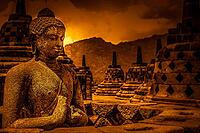 Buddha statue in Borobudur temple in Jawa in Indonesia [IBR123713333]