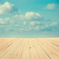 Mid air high sky view from wooden platform, sunrise with blue sky white cloud [IBR123713352]