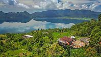 Indonesian home above volcanic Lake Maninjao in Sumatra Island, Indonesia, Asia [IBR123713386]