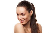 Beautiful woman&#39, s face with clean skin - isolated on white [IBR123723164]