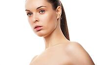 Beautiful woman&#39, s face with clean skin - isolated on white [IBR123723168]