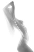 Silhouette of young sexy woman on white background leaning back. Studio shot [IBR123723180]