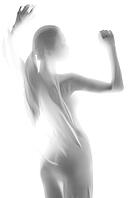 Silhouette of young sexy woman on white background leaning back. Studio shot [IBR123723187]