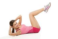 Young sporty woman doing exercises over white background [IBR123723210]