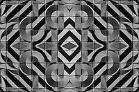 Abstract photography with symmetrical, abstract patterns that consist of sharp geometric and wavy shapes in shades of black, white and gray [IBR123760829]