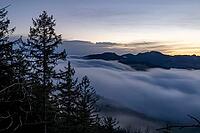 Fog flow, high fog flows over Unteren Hauenstein Pass into the Basel area, long exposure, Wisenberg, Baselland, Switzerland [IBR123769694]