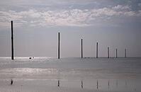 Piles on the beach, St.Peter Ording, Wadden Sea National Park, Schleswig-Holstein, Germany [IBR123773524]