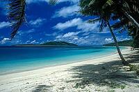 Beach, palm trees, sea, Tavewa island, Yasawa islands, Fiji [IBR123774732]