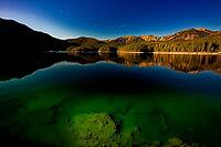 Eibsee lake, Wetterstein Mountains, autumn, foothills of the Alps, tourism, recreation, vacation, Zugspitze massif, Garmisch-Partenkirchen, Upper Bavaria, Bavaria, Germany [IBR123774752]