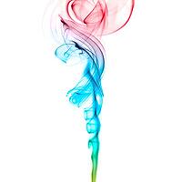 Abstract color smoke flow on white background [IBR123878826]