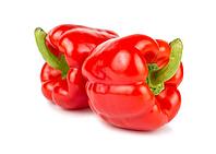 Pair of red sweet peppers isolated on white background [IBR123878884]