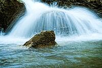 Raging clean fresh mountain river flowing between rocks [IBR123878915]