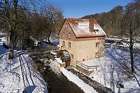 Wassermühle Knollmeyers Mühle in Nettetal in winter, Wallenhorst, Lower Saxony, Germany [IBR123893369]