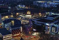 Aerial view of Osnabrück Central Station at blue hour, Lower Saxony, Germany [IBR123893370]