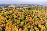 Aerial view of Heger Holz in autumn with Rubbenbruchsee, Osnabrück, Lower Saxony, Germany [IBR123893375]