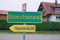 Town signs in Mainhardt Forest, Stork's Nest, Haubühl, Robbers from Mainhardt Forest, Mainhardt, Countryside, Forest, Germany [IBR112941791]