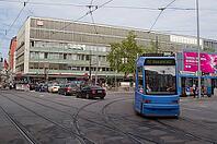 Tram traffic at the main train station in Munich, tram, public transport, public transport, infrastructure, traffic, big city, urban, Bavaria, Germany [IBR112941795]