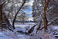 Wintery floodplain landscape along the Schmutter in the Augsburg Western Wälder nature park Park, Bavaria, Germany [IBR112941838]