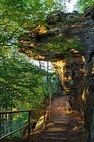 Baptism stone on Bernhardstein in the morning, Saxon Switzerland, Saxony, Germany [IBR123911473]