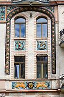 Majolica houses by architect Reinhold Siebert, richly decorated town houses in early Art Nouveau, residential complex, Art Nouveau villas and Wilhelminian era buildings on the Kaßberg, Chemnitz, Saxony, Germany [IBR123911485]