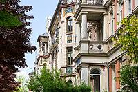 Majolica houses by architect Reinhold Siebert, richly decorated town houses in early Art Nouveau, residential complex, Art Nouveau villas and Wilhelminian era buildings on the Kaßberg, Chemnitz, Saxony, Germany [IBR123911490]
