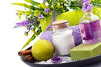 Spa setting, aromatherapy and health care items, isolated on white [IBR123999893]