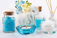 Spa setting, aromatherapy and health care items, on white [IBR123999896]