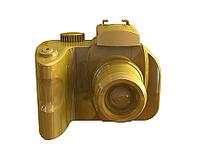 3d render of DSLR camera isolated on white background viewed from front [IBR124036423]
