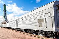 Saint Petersburg, Russia - Septembert 19, 2024: Mobile missle system module Molodets (Scalpel) at the Railway Museum. The intercontinental ballistic missile on the railway launcher [IBR124036427]