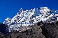 Summit of Ausangate (Spanish) or Awsangati (Quechua) 6384 m with glacial moraine, Ausangate Trek, Pitumarca, Cordillera Vilcanota, Peru [IBR124036502]